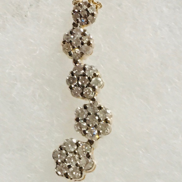 10K (Stamped) Gold Round Diamond Journey Pendant - Picture 2 of 12